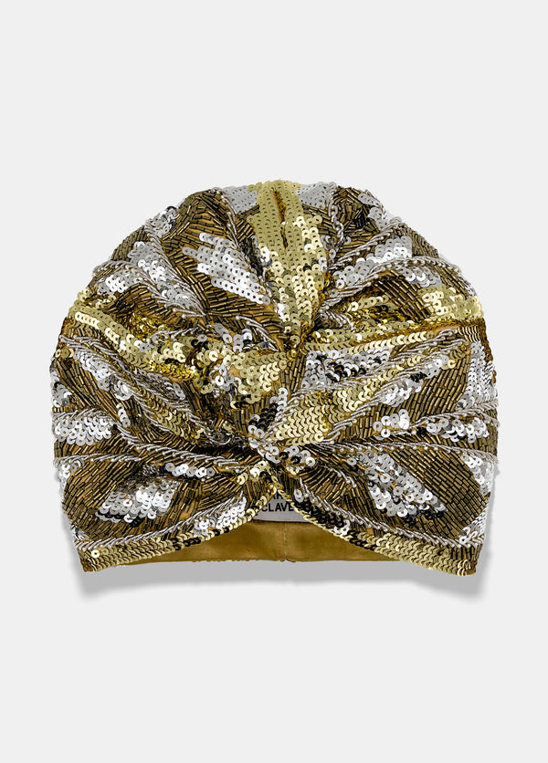 luxury hand embroidered gold turban