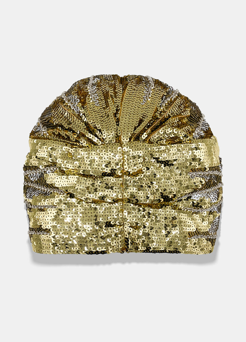 luxury hand embroidered gold turban