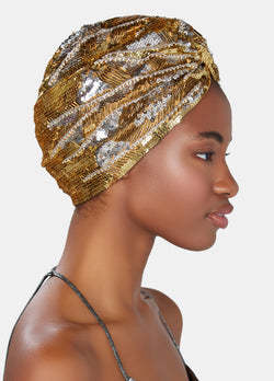 luxury hand embroidered gold turban